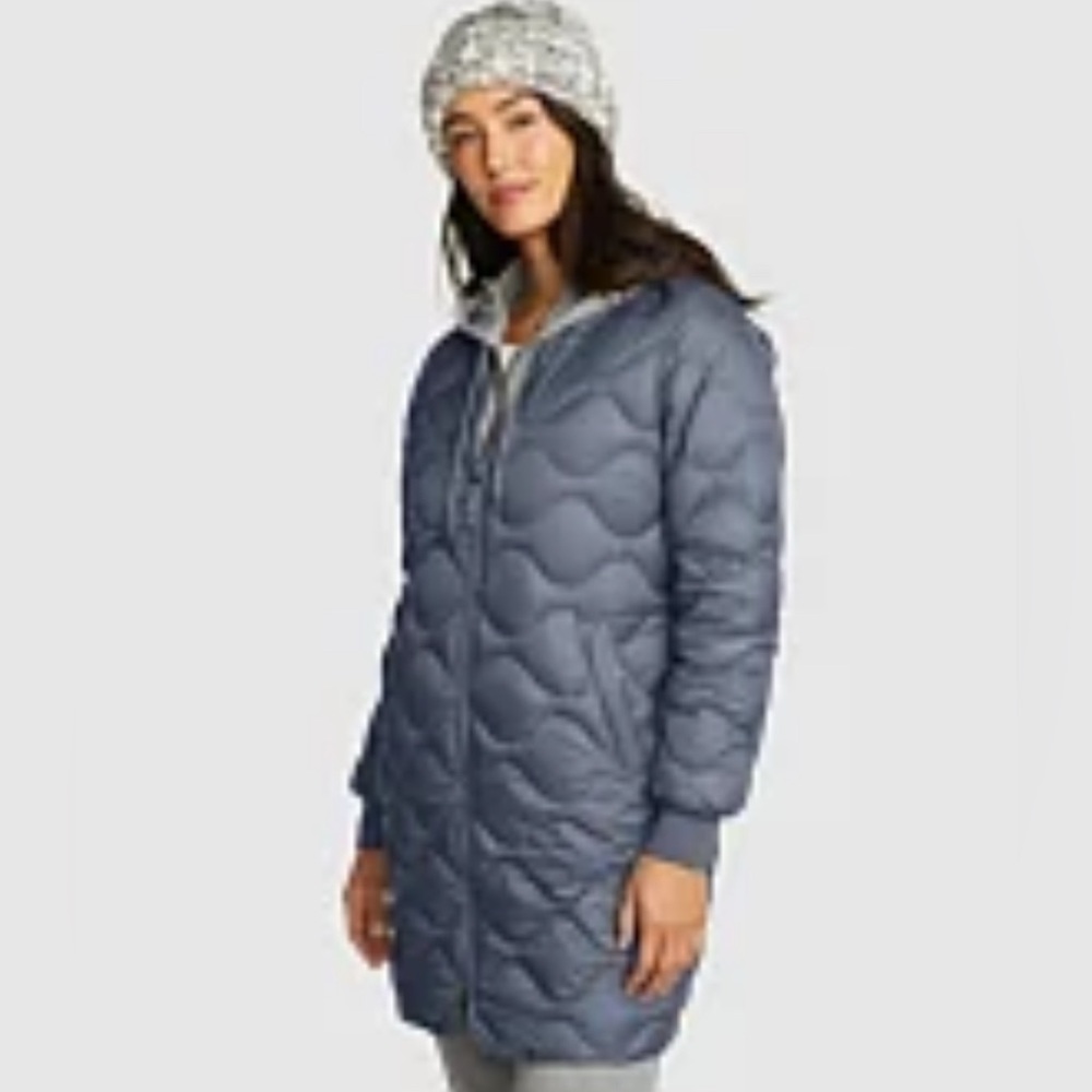 NWT EDDIE BAUER Shaw Long Down Bomber Jacket XS